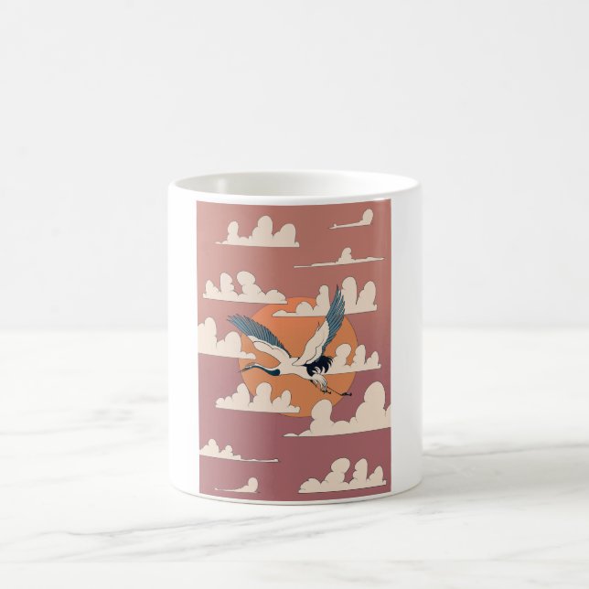 Asiatisk trana i flykt kaffemugg (Center)