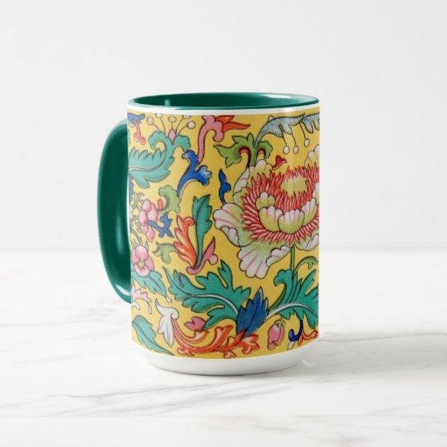 Asiatiska blommor Ceramic Mugg (Framsida vänster)