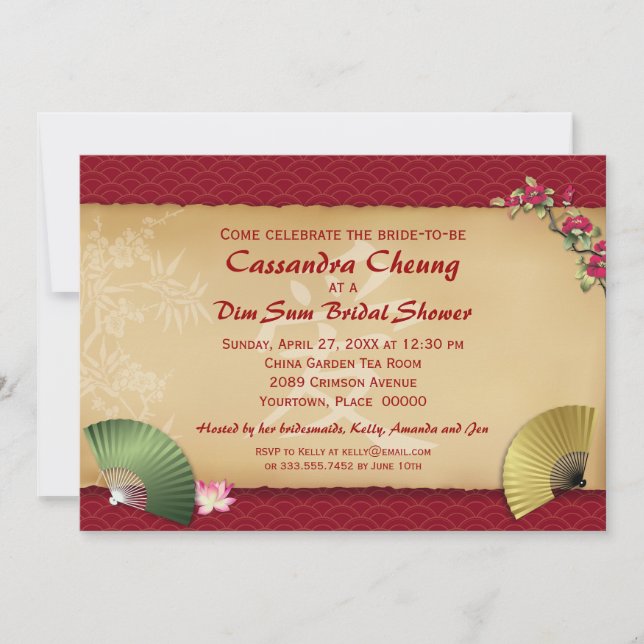 Asiatiska fans bröllopsfest för bruden inbjudningar (Framsida)