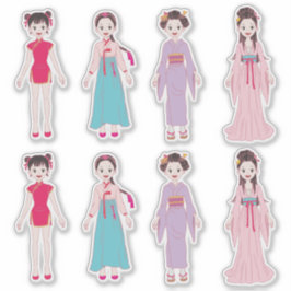 Asiatiska flickor klistermärken