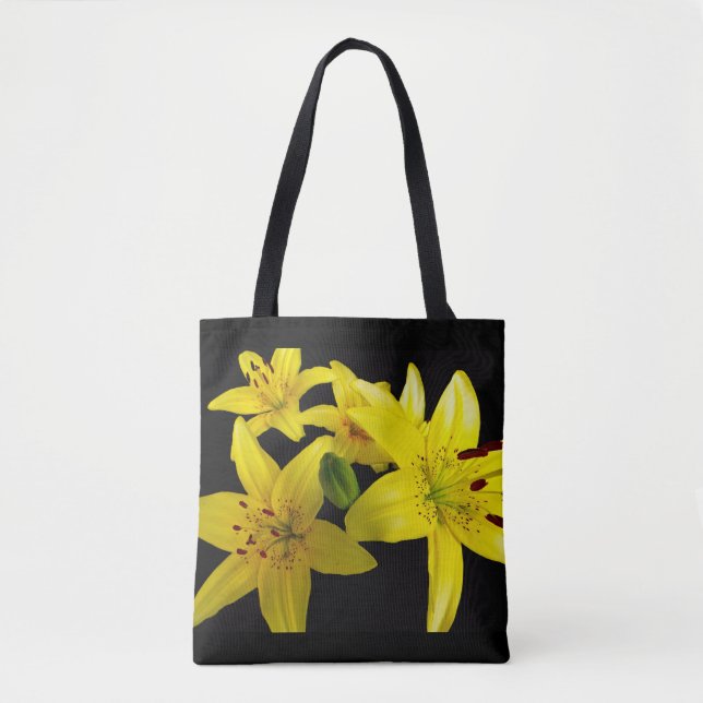 Asiatiska Lilies på Black Tygkasse (Framsida)