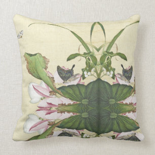 Asiatiska Lotusblommor Fjäril Collage Kuddvar Kudde