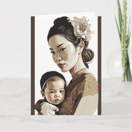 Asiatiska Mor & Baby, Mors dag-kort Kort