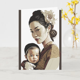 Asiatiska Mor & Baby, Mors dag-kort Kort