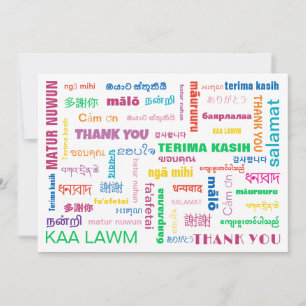 Asiatiska och Stillahavsspråk Färgrik typografi Tack Kort