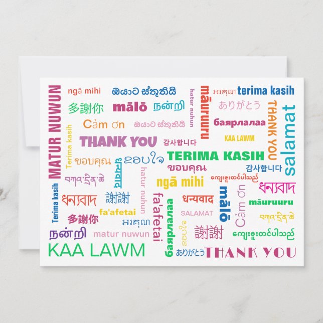Asiatiska och Stillahavsspråk Färgrik typografi  Tack Kort (Framsida)