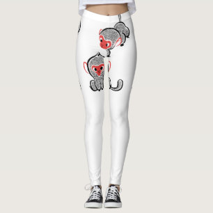 Asiatiskt apa-duo: Sittande och klättrande Leggings