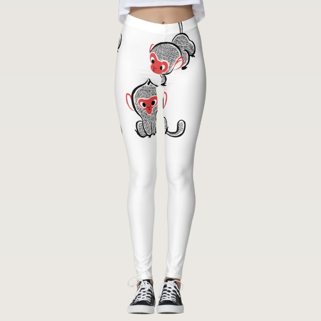 Asiatiskt apa-duo: Sittande och klättrande Leggings (Framsida)