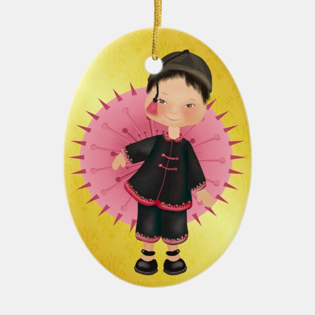 Asiatiskt barn - SRF Julgransprydnad Keramik (Framsidan)