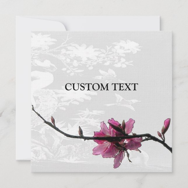 Asiatiskt blomstermotiv - skräddarsydd inbjudan fö (Framsida)