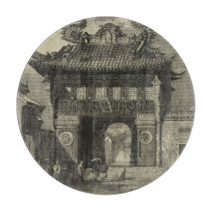 Asiatiskt imperialistiskt tempel i svartvitt
