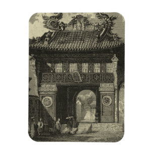 Asiatiskt imperialistiskt tempel i svartvitt magnet