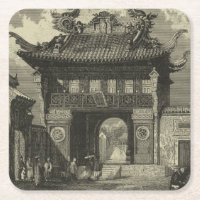 Asiatiskt imperialistiskt tempel i svartvitt
