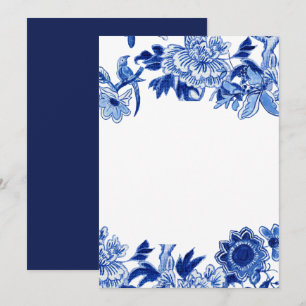 Asiatiskt inflytande Blå vit blomster 2 Blank Anpa Inbjudningar