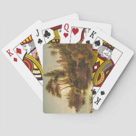 Asiatiskt landskap i kvällsljus (solnedgång) casinokort