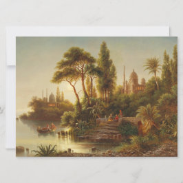 Asiatiskt landskap i kvällsljus (solnedgång) kort