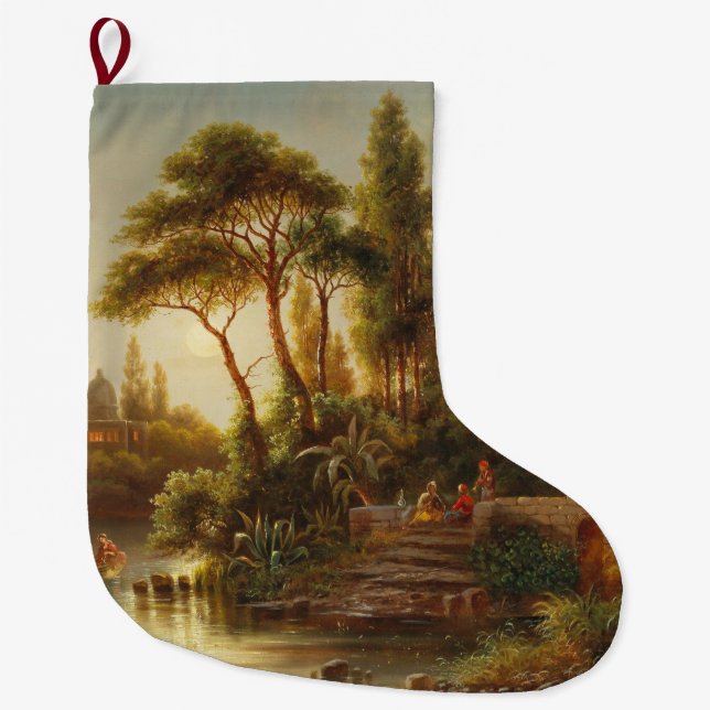 Asiatiskt landskap i kvällsljus (solnedgång) stor julstrumpa (Framsidan)