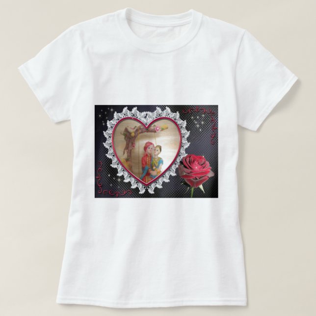 Asiatiskt par i Bröllop på hjärtskärande tecknings Tröja (Design framsida)