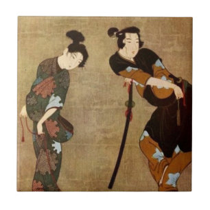 Asiatiskt par kakelplatta
