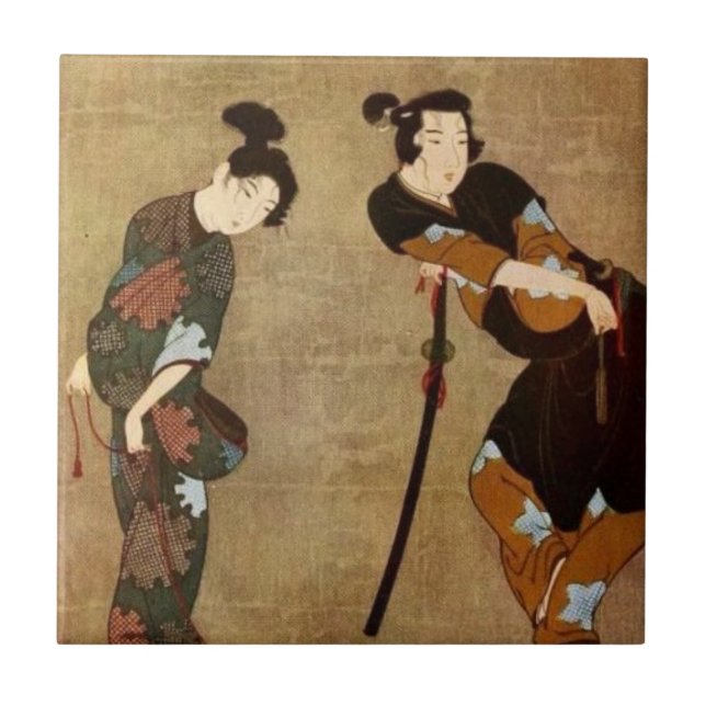 Asiatiskt par kakelplatta (Framsidan)