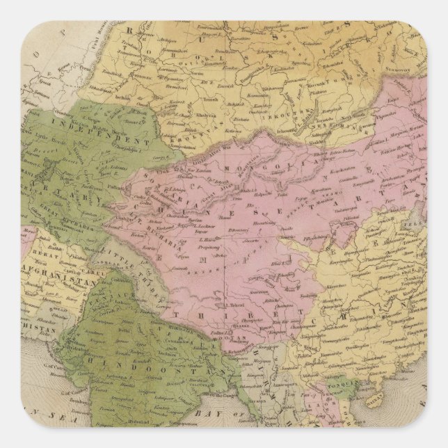 Asien 12 fyrkantigt klistermärke (Framsida)