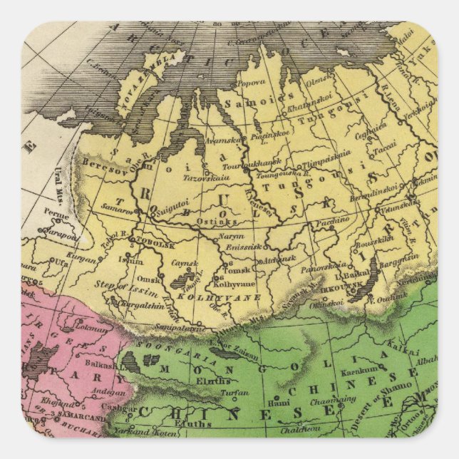 Asien 12 fyrkantigt klistermärke (Framsida)