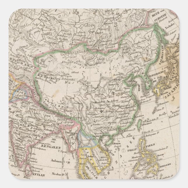 Asien 13 fyrkantigt klistermärke (Framsida)