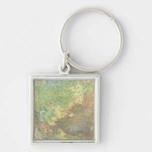 Asien 19 fyrkantig silverfärgad nyckelring