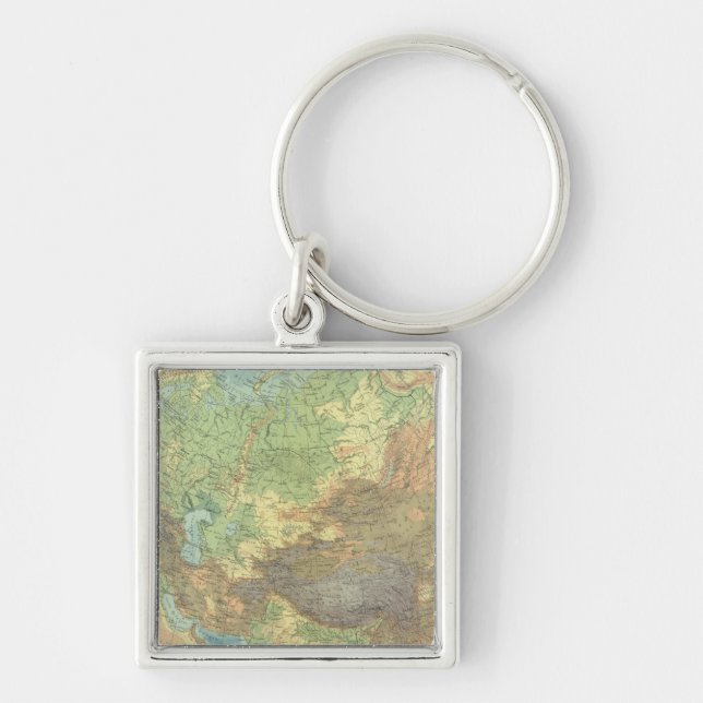 Asien 19 fyrkantig silverfärgad nyckelring (Framsidan)