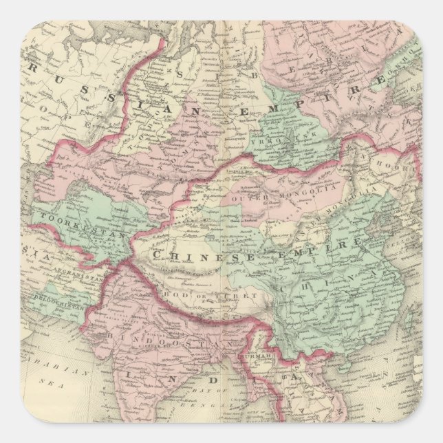 Asien 19 fyrkantigt klistermärke (Framsida)