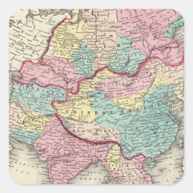 Asien 24 fyrkantigt klistermärke (Framsida)