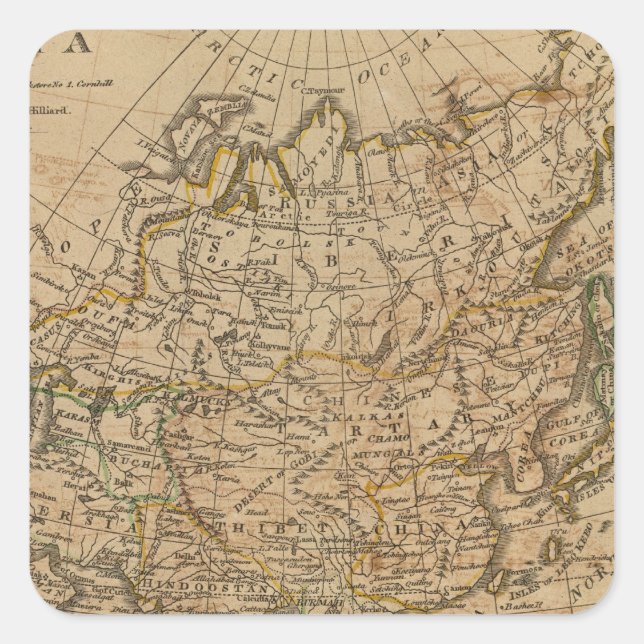 Asien 24 fyrkantigt klistermärke (Framsida)