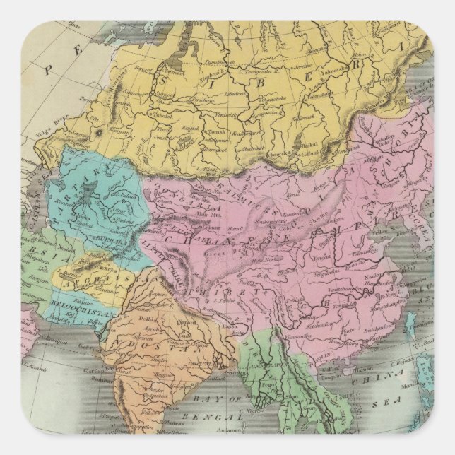 Asien 26 fyrkantigt klistermärke (Framsida)