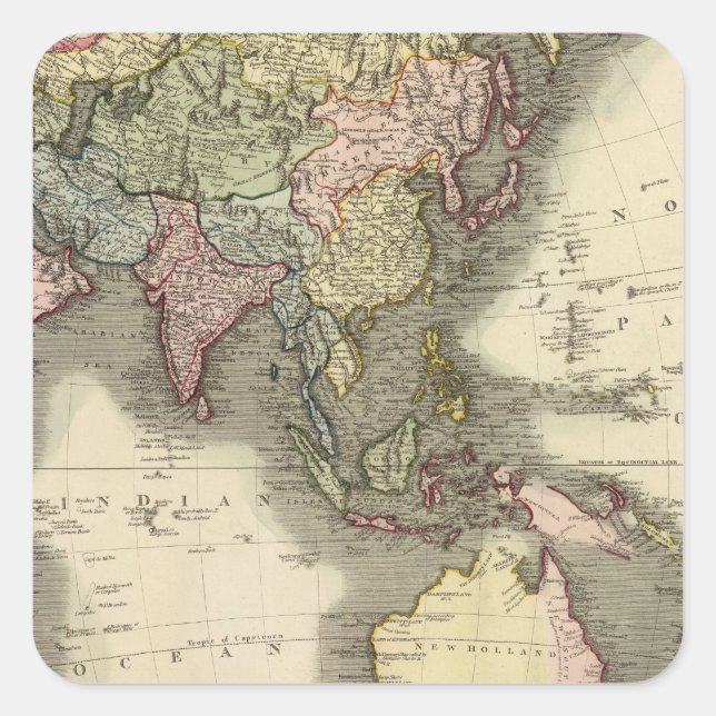 Asien 28 fyrkantigt klistermärke (Framsida)