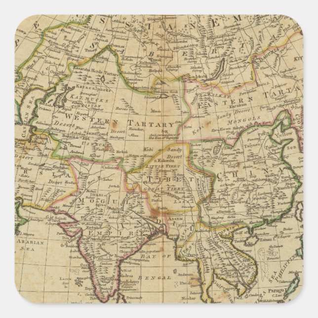 Asien 29 fyrkantigt klistermärke (Framsida)