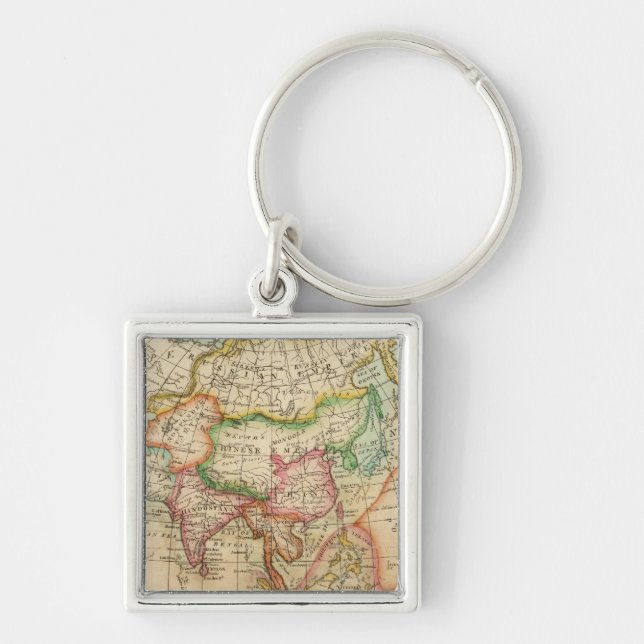 Asien 35 fyrkantig silverfärgad nyckelring (Framsidan)