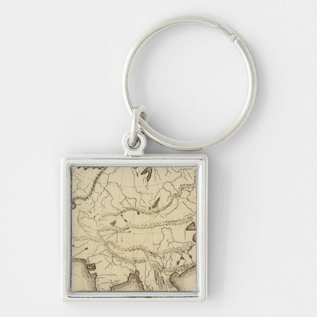 Asien 38 fyrkantig silverfärgad nyckelring (Framsidan)