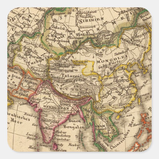 Asien 3 fyrkantigt klistermärke (Framsida)