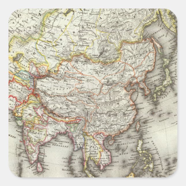 Asien 45 fyrkantigt klistermärke (Framsida)