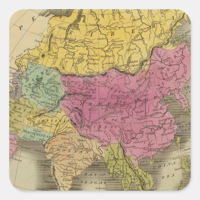 Asien 8 fyrkantigt klistermärke (Framsida)