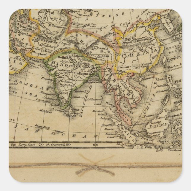 Asien, Afrika Fyrkantigt Klistermärke (Framsida)