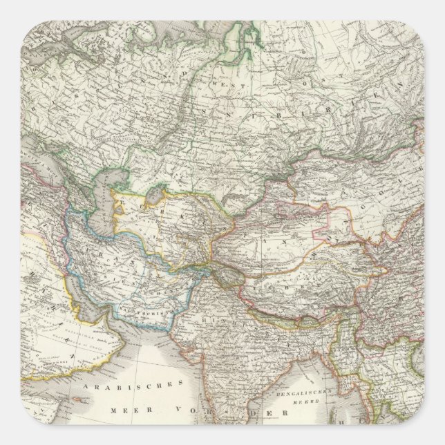 Asien - Asien Fyrkantigt Klistermärke (Framsida)