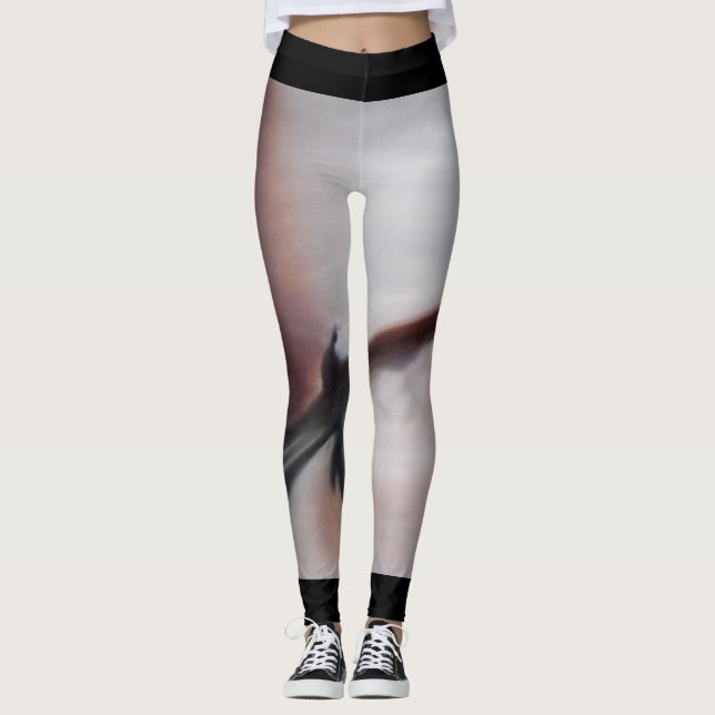 Asien bevattnar brun abstrakt dansdamasker leggings (Framsida)