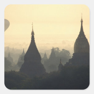 Asien, Burma, (Myanmar), Pagan (Bagan) Varm luft Fyrkantigt Klistermärke