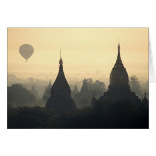 Asien, Burma, (Myanmar), Pagan (Bagan) Varm luft Hälsningskort