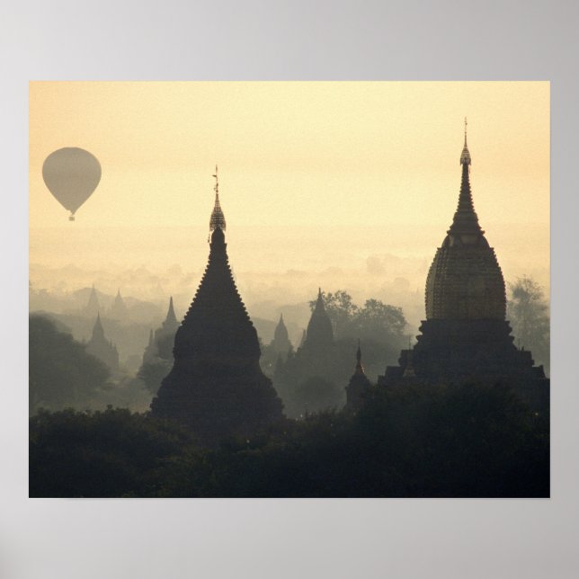 Asien, Burma, (Myanmar), Pagan (Bagan) Varm luft Poster (Framsidan)