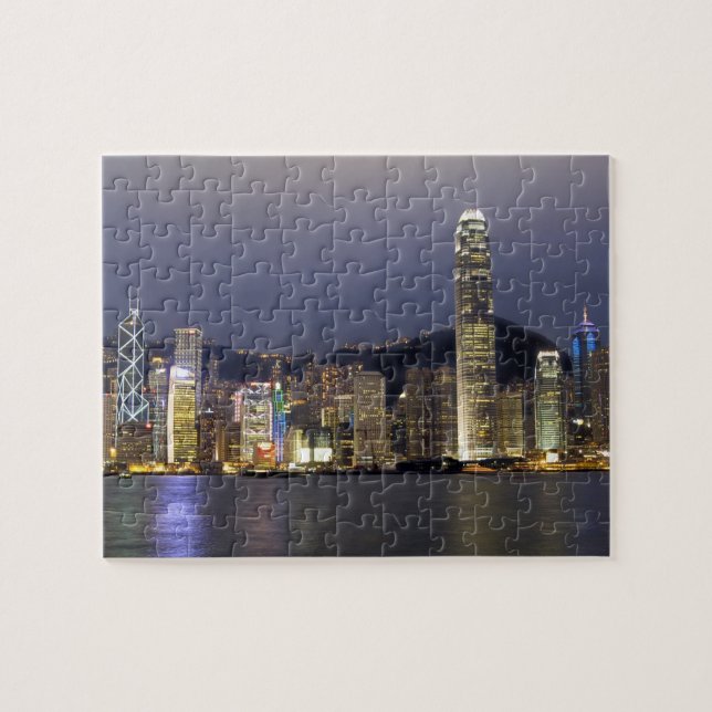 Asien, China, Hongkong, stadsskylin och 2 Pussel (Horisontell)