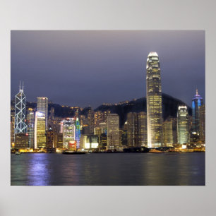 Asien, China, Hongkong, stadsskylten och 2 Poster