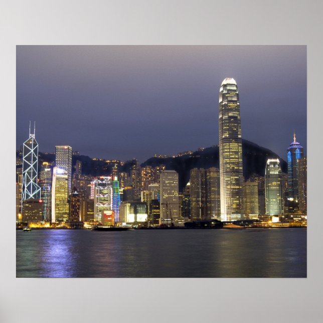Asien, China, Hongkong, stadsskylten och 2 Poster (Framsidan)