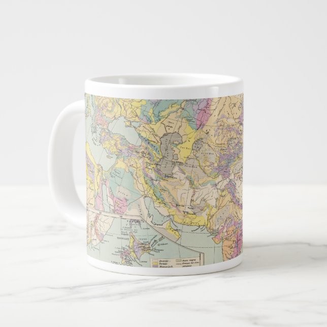 Asien Europa - Atlas Karta i Asien och Europa Jumbo Mugg (Framsida vänster)